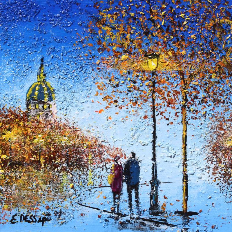 Painting Nuit d'automne by Dessapt Elika | Painting Impressionism Acrylic, Sand