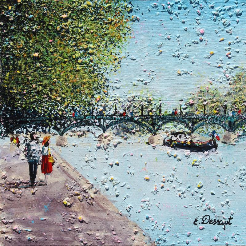 Gemälde La seine von Dessapt Elika | Gemälde Impressionismus Acryl, Sand