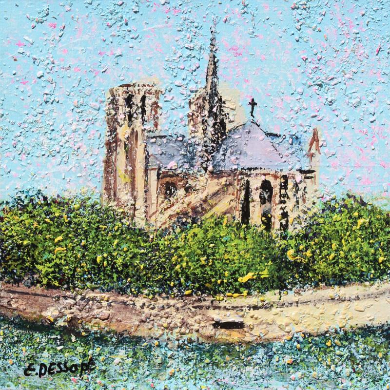 Peinture Notre dame par Dessapt Elika | Tableau Impressionnisme Acrylique Sable