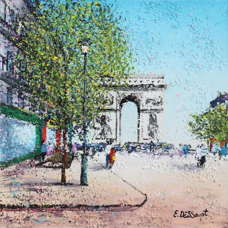 Painting Les Champs-Élysées by Dessapt Elika | Painting Impressionism Acrylic Sand