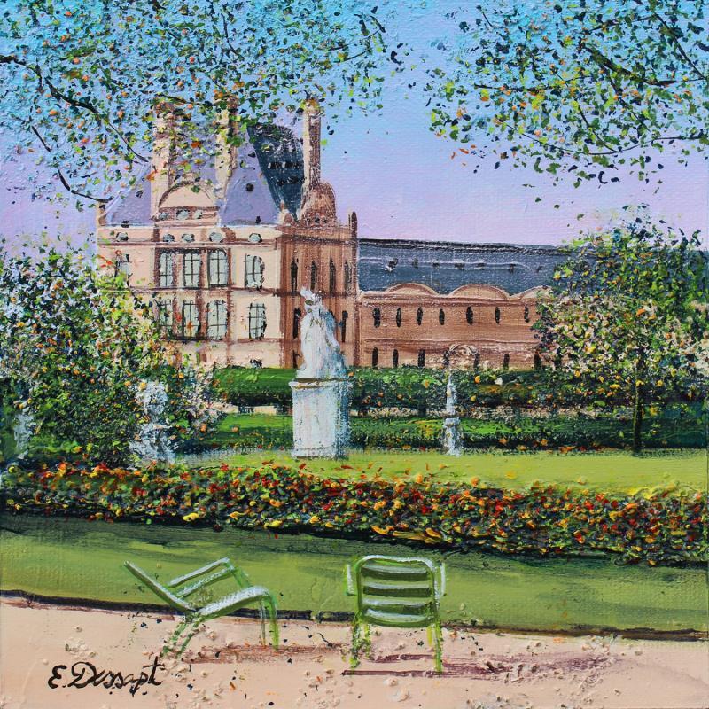 Painting Fin de journée sur le Louvre by Dessapt Elika | Painting Impressionism Acrylic Sand