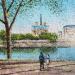 Peinture Admirons Notre-Dame par Dessapt Elika | Tableau Impressionnisme Acrylique Sable