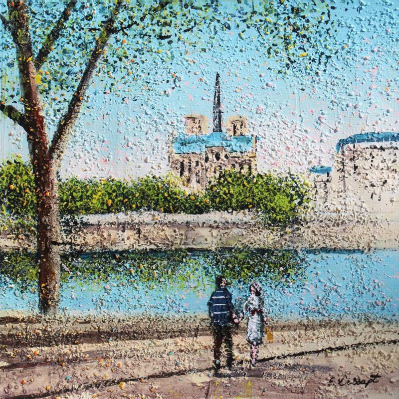 Painting Admirons Notre-Dame by Dessapt Elika | Painting Impressionism Acrylic, Sand Pop icons