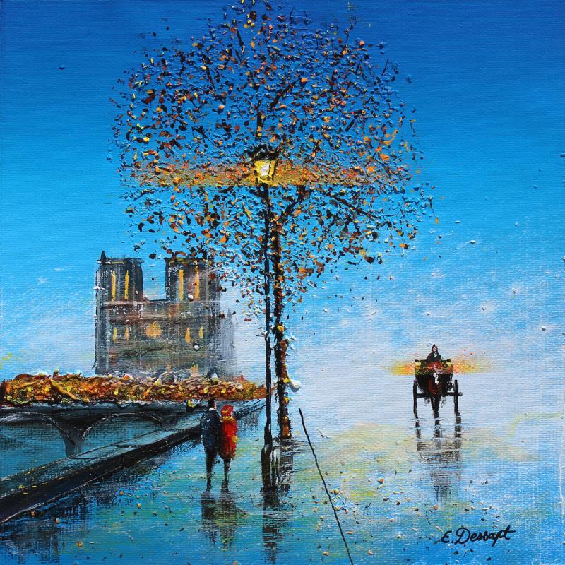 Painting La calèche de Notre-Dame by Dessapt Elika | Painting Impressionism Acrylic Sand