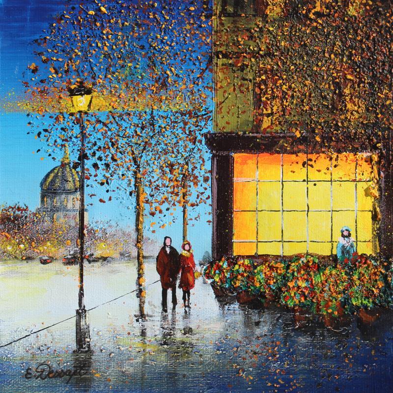 Peinture La fleuriste des Invalides par Dessapt Elika | Tableau Impressionnisme Acrylique Sable