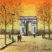 Painting Les Couleurs dorées de Paris by Dessapt Elika | Painting Impressionism Acrylic Sand