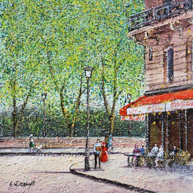 Painting Restaurant de l'île saint-louis by Dessapt Elika | Painting Impressionism Acrylic, Sand