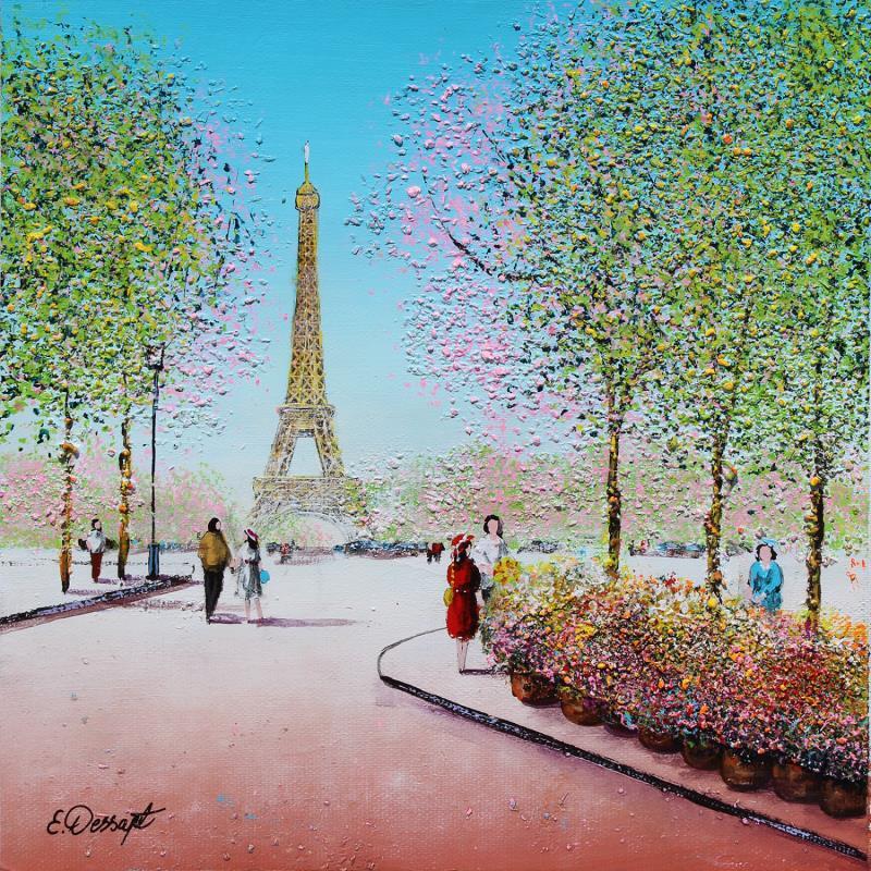 Gemälde Les fleurs de paris von Dessapt Elika | Gemälde Impressionismus Acryl, Sand