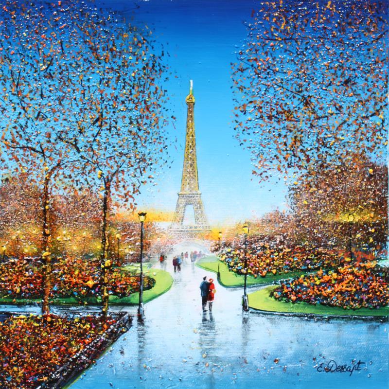 Painting La tour eiffel dans la nuit étoilée by Dessapt Elika | Painting Impressionism Acrylic, Sand