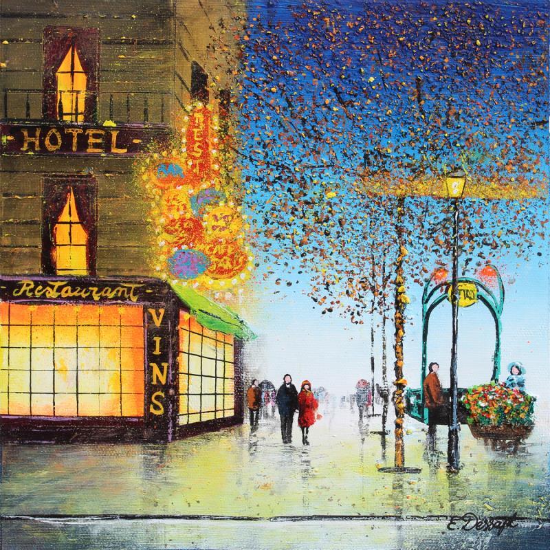 Gemälde Le restaurant du quartier von Dessapt Elika | Gemälde Impressionismus Acryl Sand