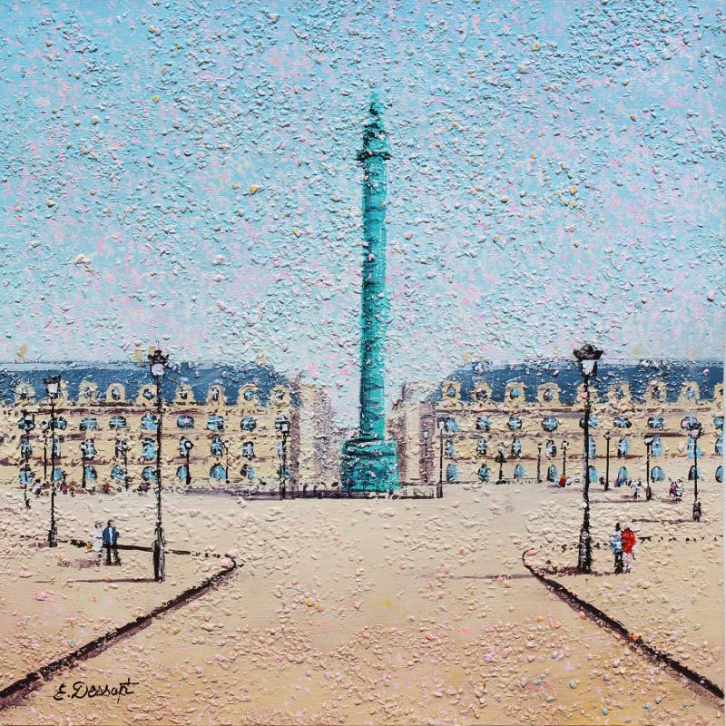 Peinture La belle place vendome par Dessapt Elika | Tableau Impressionnisme Acrylique Sable