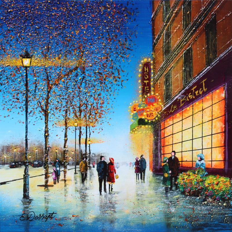 Peinture Le bistro de paris par Dessapt Elika | Tableau Impressionnisme Acrylique, Sable