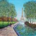 Peinture Les couleurs de Paris par Dessapt Elika | Tableau Impressionnisme Urbain Scènes de vie Architecture Acrylique Sable