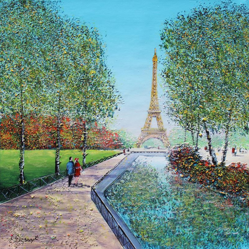 Painting Les couleurs de Paris by Dessapt Elika | Painting Impressionism Urban Life style Architecture Acrylic Sand