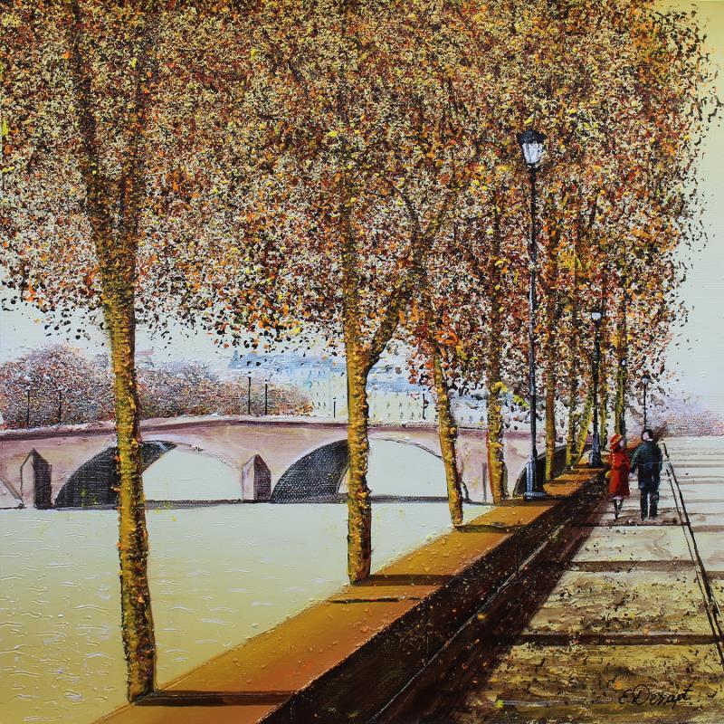 Gemälde Un automne à Paris avec toi von Dessapt Elika | Gemälde Impressionismus Acryl Sand