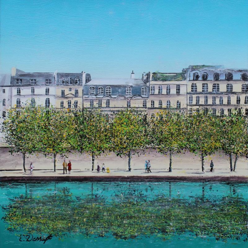 Painting Les bords de seine by Dessapt Elika | Painting Impressionism Acrylic, Sand