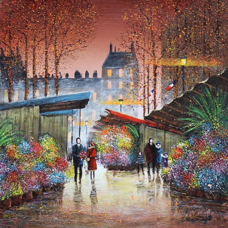 Painting Les fleurs d'automne à Paris by Dessapt Elika | Painting Impressionism Acrylic, Sand