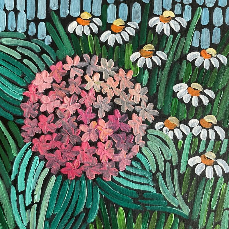 Peinture hydrangea and daisies par Dmitrieva Daria | Tableau Impressionnisme Nature Acrylique