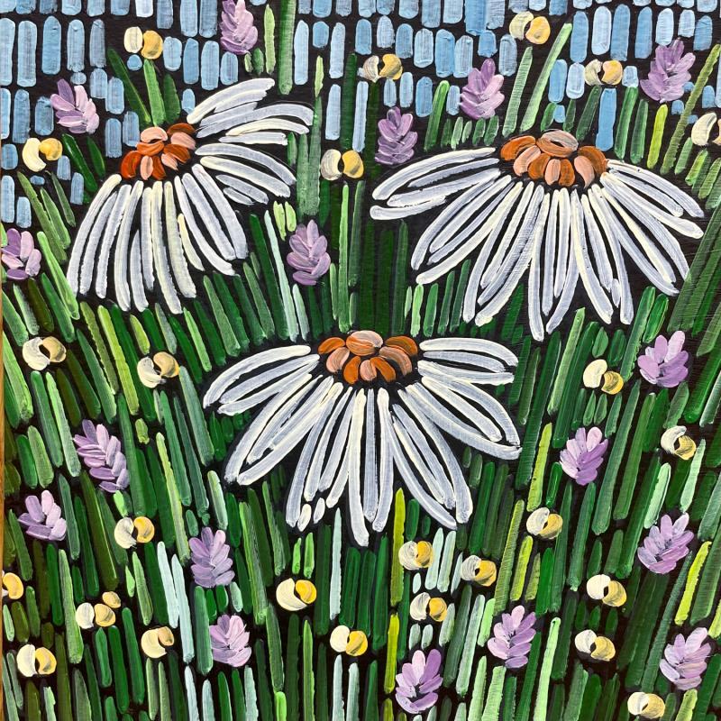 Painting Three daisies 2  by Dmitrieva Daria | Painting Impressionism Acrylic Nature, Pop icons