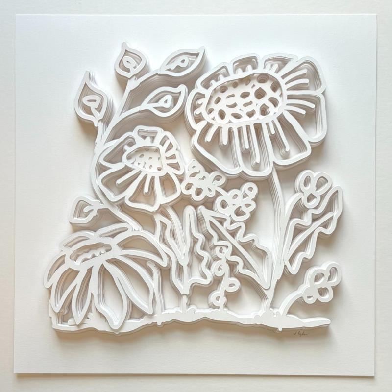 Gemälde Drooping Daisies von Ryder Susan | Gemälde Figurativ Stillleben Minimalistisch Schwarz & Weiß Papier