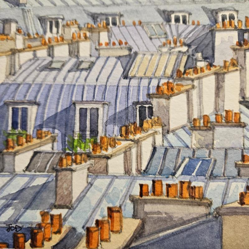 Painting Paris, géométrie de toits by Decoudun Jean charles | Painting Figurative Urban Watercolor