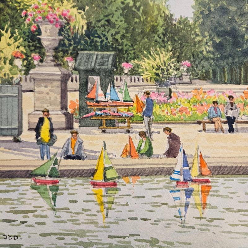 Peinture Paris, les jardins du Luxembourg par Decoudun Jean charles | Tableau Figuratif Aquarelle Urbain