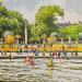 Gemälde Paris, bateaux au Luxembourg von Decoudun Jean charles | Gemälde Figurativ Urban Aquarell