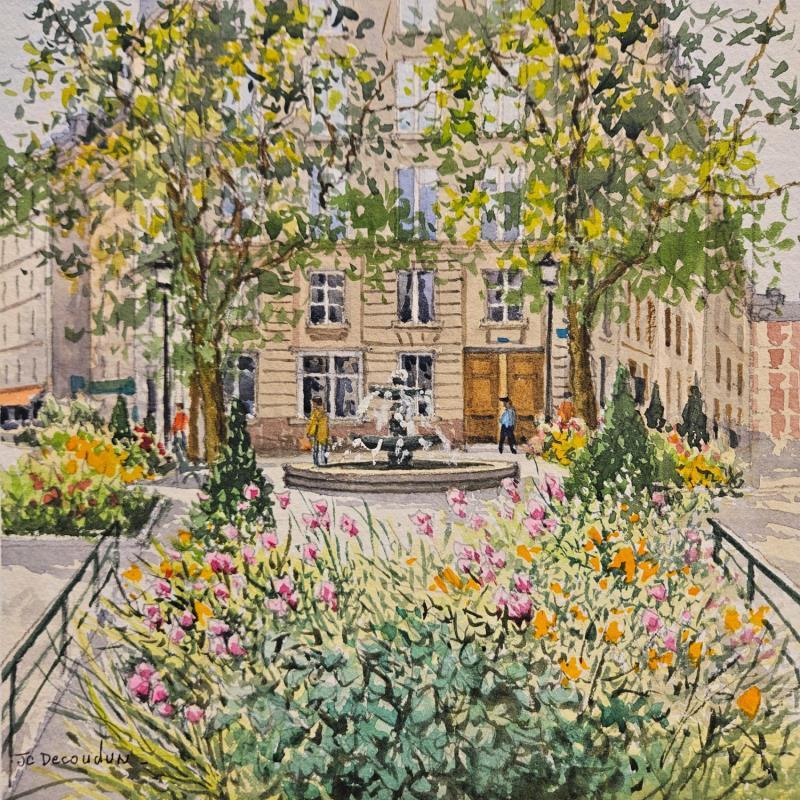 Gemälde Paris, la chambre d'Emily in Paris von Decoudun Jean charles | Gemälde Figurativ Aquarell Urban