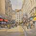 Gemälde Paris, la rue de Buci von Decoudun Jean charles | Gemälde Figurativ Urban Aquarell