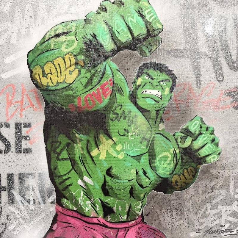 Gemälde Hulk von Kedarone | Gemälde Pop-Art Pop-Ikonen Graffiti Acryl