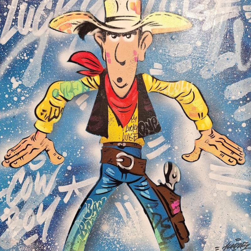 Gemälde Cow Boy von Kedarone | Gemälde Pop-Art Pop-Ikonen Graffiti Acryl