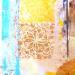 Gemälde Impression d'ailleurs von Sablyne | Gemälde Art brut Porträt Alltagsszenen Holz Acryl Collage Tinte Pastell Blattgold Upcycling Pigmente