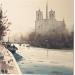 Painting A misty morning date with Notre-Dame by Dandapat Swarup | Painting Figurative Urban Watercolor