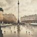 Peinture Trafalgar Square after rain III par Dandapat Swarup | Tableau Figuratif Urbain Aquarelle