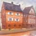 Peinture Historic houses, Strasbourg II par Dandapat Swarup | Tableau Figuratif Urbain Aquarelle