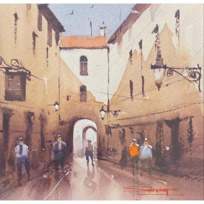 Gemälde Arches and lights von Dandapat Swarup | Gemälde Figurativ Urban Aquarell