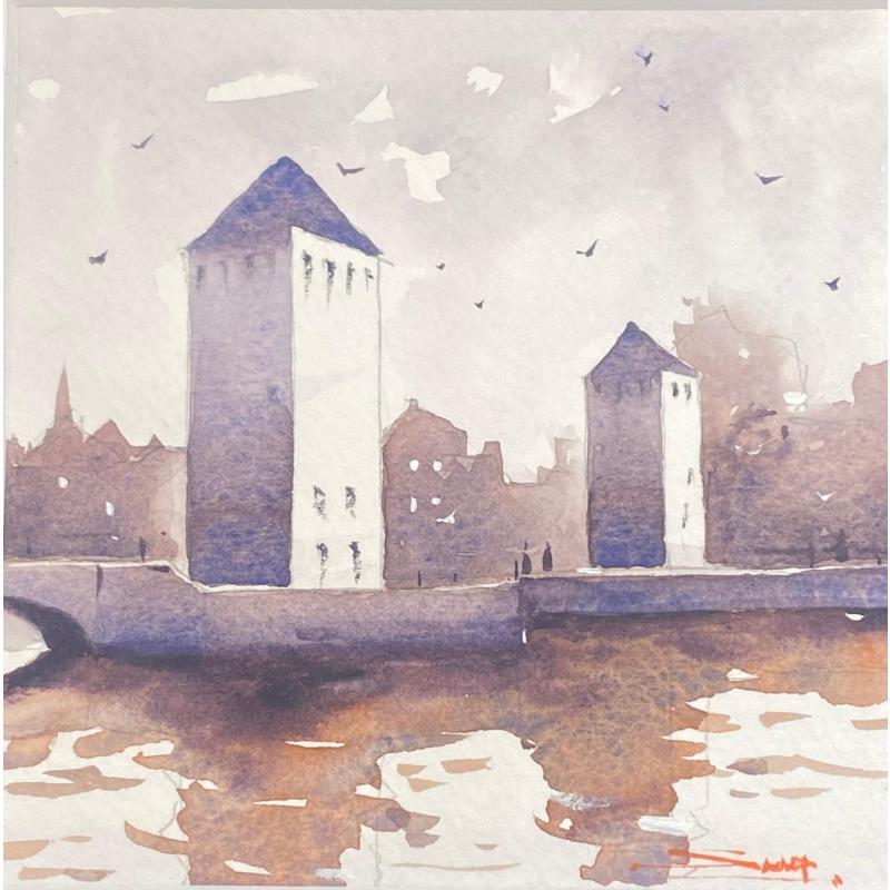 Peinture Barrage Vauban, Strasbourg II par Dandapat Swarup | Tableau Figuratif Urbain Aquarelle