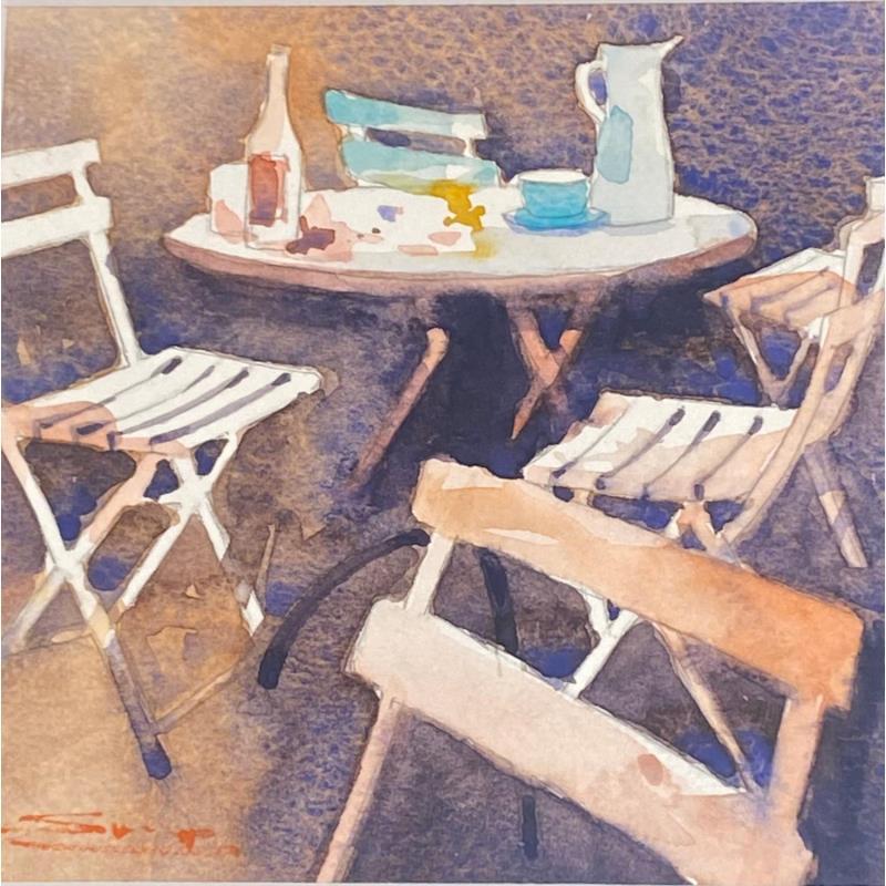 Painting Café time by Dandapat Swarup | Painting Figurative Urban Watercolor