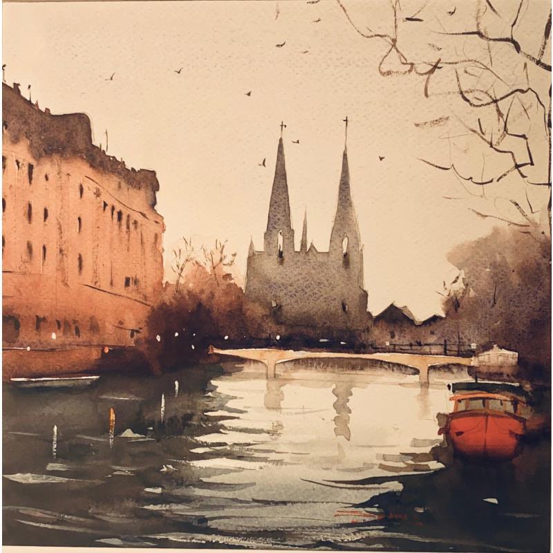 Peinture Saint Paul's Basilica, Strasbourg par Dandapat Swarup | Tableau Figuratif Urbain Aquarelle