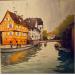 Peinture Historic houses, Strasbourg par Dandapat Swarup | Tableau Figuratif Urbain Aquarelle