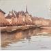 Painting Quay and the Church of Saint Nicolas, Strasbourg by Dandapat Swarup | Painting Figurative Urban Watercolor