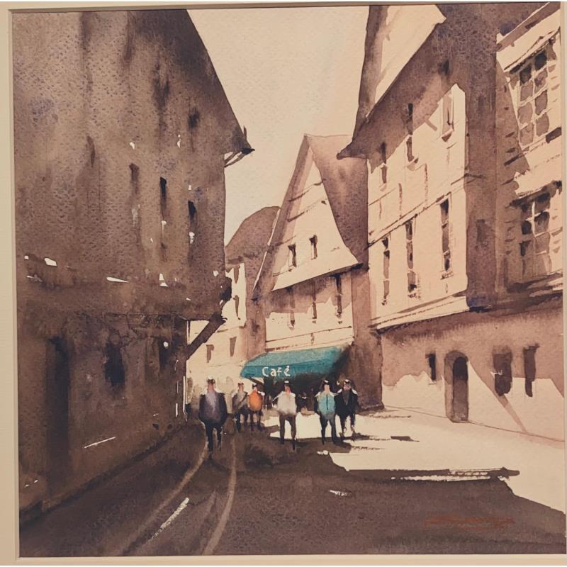 Painting Roaming through Strasbourg Lanes by Dandapat Swarup | Painting Figurative Urban Watercolor