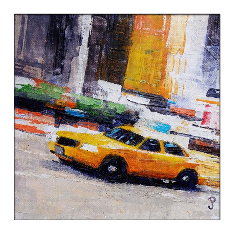 Peinture NY speed yellow cab 2 par Poumès Jérôme | Tableau Figuratif Urbain Acrylique