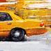 Painting NY speed yellow cab by Poumès Jérôme | Painting Figurative Urban Acrylic