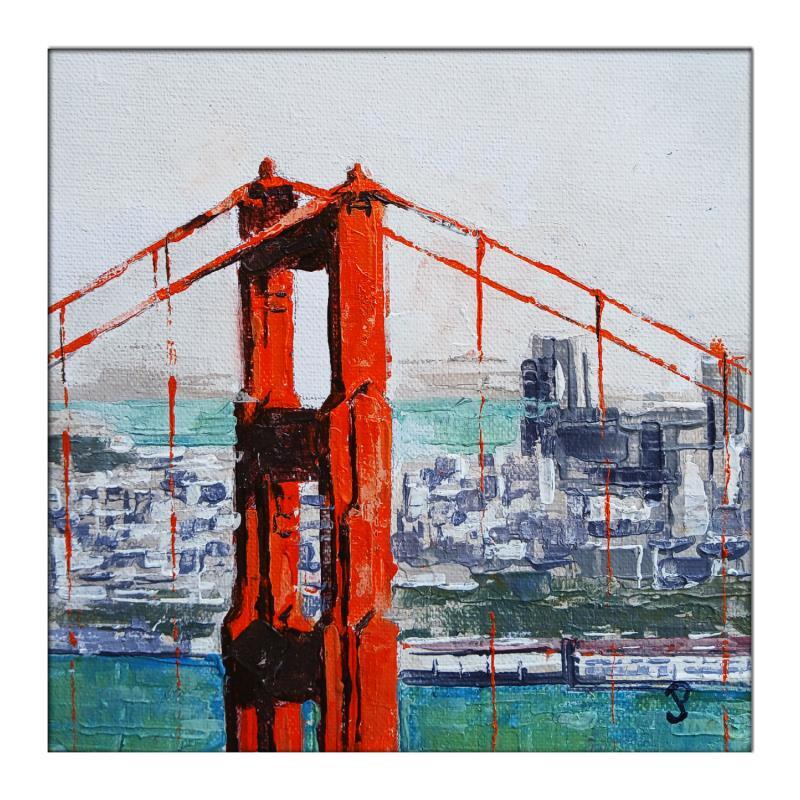 Painting Golden Gate by Poumès Jérôme | Painting Figurative Urban Acrylic