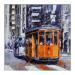 Peinture San Francisco orange tram par Poumès Jérôme | Tableau Figuratif Urbain Acrylique