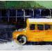 Painting NY school bus by Poumès Jérôme | Painting Figurative Urban Acrylic