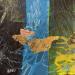 Gemälde Archipel fragile 2 von Lau Blou | Gemälde Abstrakt Minimalistisch Acryl Collage Blattgold