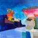Gemälde Passage du vent de traverse von Lau Blou | Gemälde Abstrakt Landschaften Acryl Collage Pastell Blattgold Papier