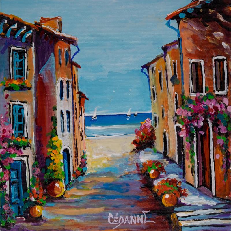 Peinture Ruelle fleurie sur la Riviéra par Cédanne | Tableau Figuratif Paysages Huile